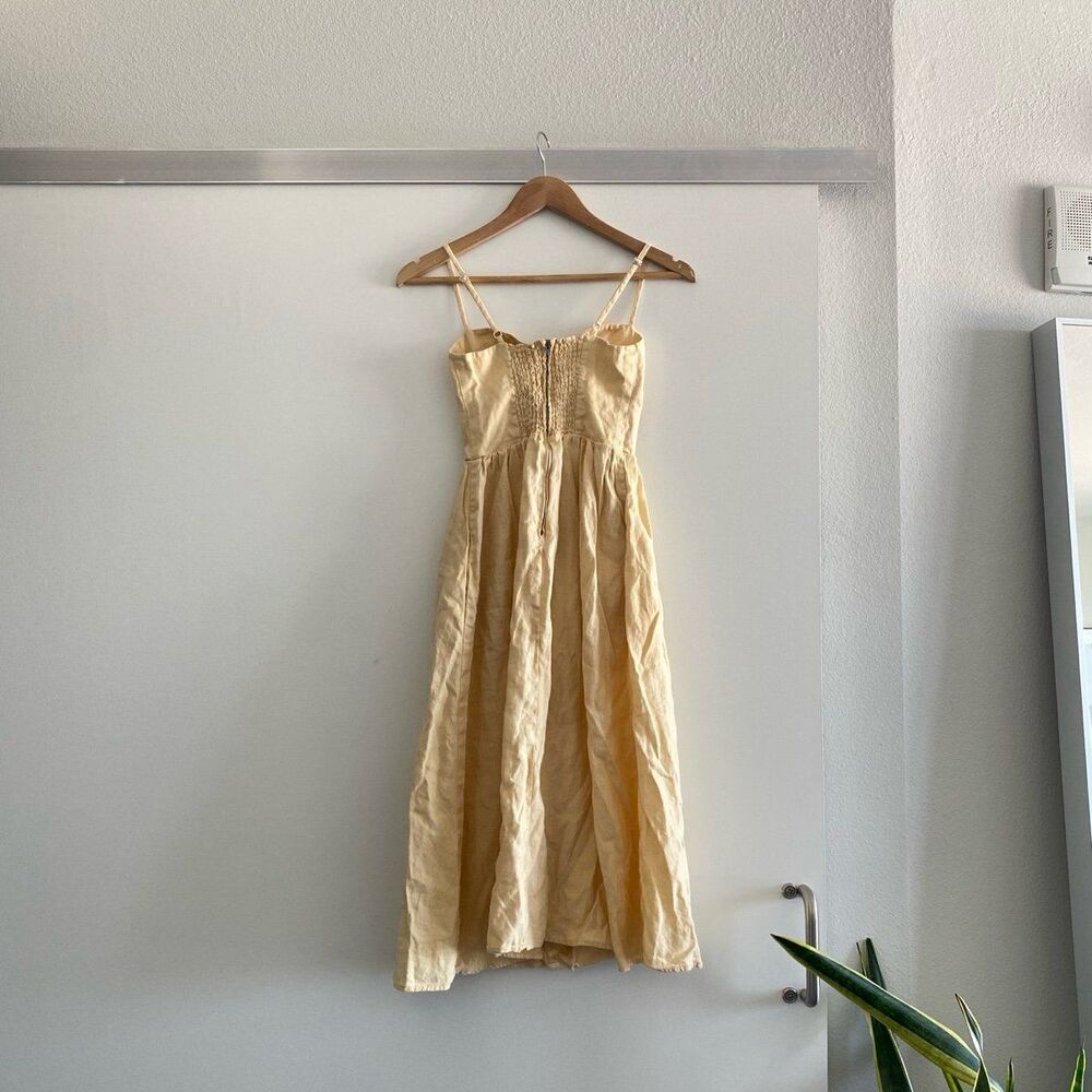 Reformation Cale Linen Midi Dress in Parmesan Size 0 - Picture 8 of 10